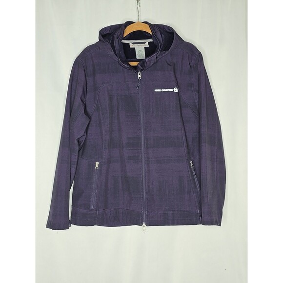 Free Country Zip-Up Jacket Women's XXL Purple Black Removable Hood & Lined - Picture 1 of 10